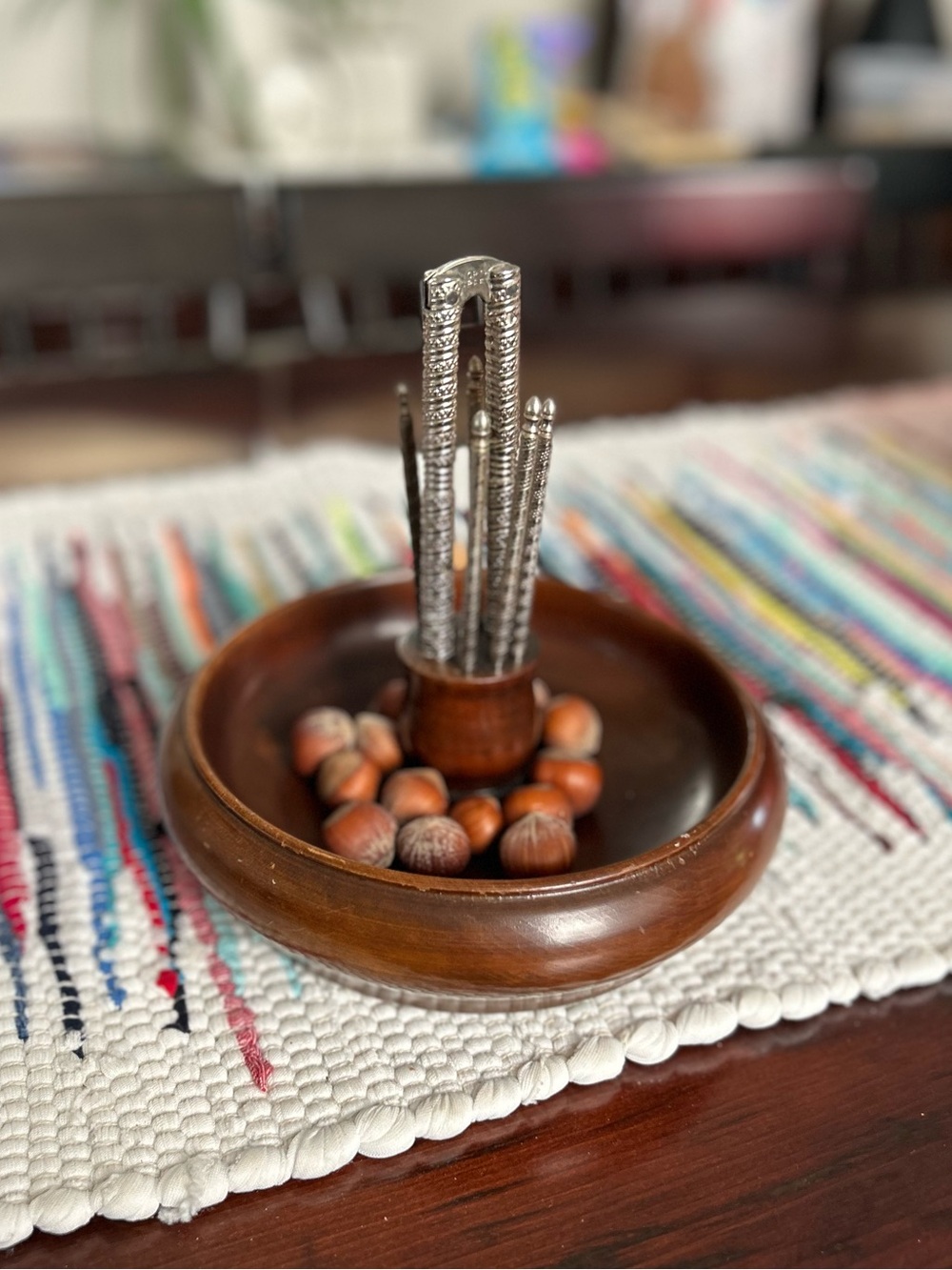 💠 Vintage Nutcracker Bowl with 7 Tools